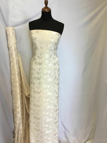New Designer Gorgeous Cream Colour Floral Satin Jacquard Fabric Dress 61''156cm