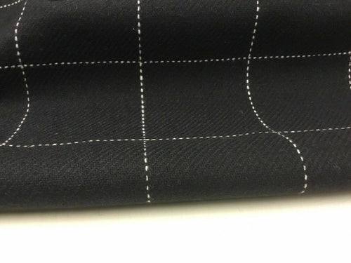 NEW Designer Black White Colour Stitched Square Check Wool Fabric 60