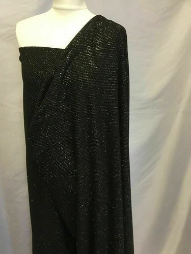 New Black Gold Colour Lurex Glitter 4 Ways Stretch Party Wear fabric Dress Dolce