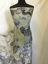 Load image into Gallery viewer, New Multicolour 100% Silk Crinkle Chiffon Dragons Print Fabric 58’’148cm Dress K