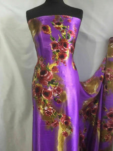 New Gorgeous Designer Soft Floral Satin Print Fabric 55''140cm Dress Art Garment