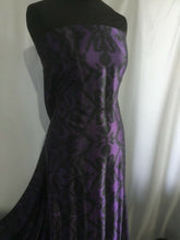Load image into Gallery viewer, NEW Designer Purple Black colour Silky Soft Satin Abstract Print Fabric 58&#39;&#39;148c