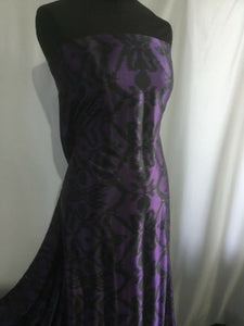 NEW Designer Purple Black colour Silky Soft Satin Abstract Print Fabric 58''148c