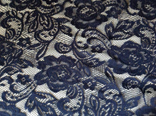 Load image into Gallery viewer, NEW Designer Navy Crochet Rose leaf Floral Lace Fabric 60&quot; 152 cm Art Craft Trim