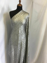 Load image into Gallery viewer, NEW Designer Stretch Silver Sequins Fabric 56&#39;&#39; 144 cm Bridal Dress Cloth Party