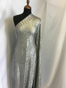 NEW Designer Stretch Silver Sequins Fabric 56'' 144 cm Bridal Dress Cloth Party