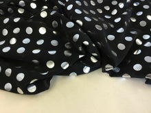 Load image into Gallery viewer, Beautiful Black Chiffon With Silver Polka Dot Spots Fabric 148 cm 58&quot; Dress Art