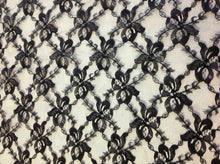 Load image into Gallery viewer, Beautiful Black Stretch Floral Lace Fabric 52&quot; 133 cm Lace In Fashion Magazine