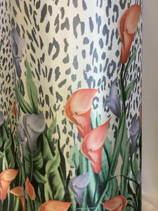NEW Designer Multicolored Silky Soft Poly Satin Floral Leopard Fabric 57'' 145cm