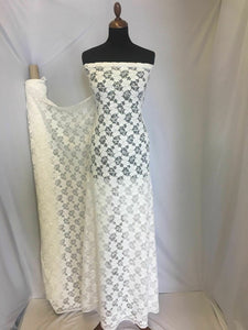 NEW Designer Ivory Embroidery Sequins Floral Stretch Lace Fabric 59" 152 cm