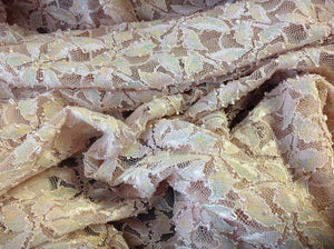 NEW Designer Nude Lace With Multicolored Flowers Stretch Lace Fabric Gorgeous