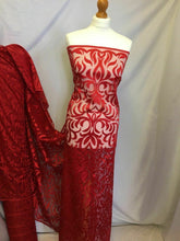Load image into Gallery viewer, NEW Gorgeous Designer Red Burnout Lace Fabric 56” 144 cm Very Valentino