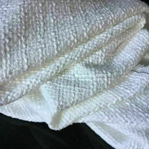 NEW Designer White Colour Wool Boucle Fabric 60" 153 cm Seen On Designer Catwalk