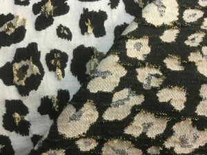 New Designer Reversible Leopard Elastane Metallic Jacquard Brocade Cloque Fabric