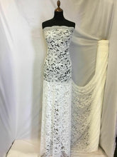 Load image into Gallery viewer, NEW Designer Ivory Embroidery Floral Stretch Lace Fabric Both Side Scallop