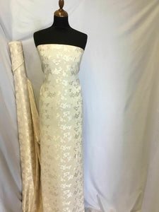 New Designer Gorgeous Cream Colour Floral Satin Jacquard Fabric Dress 61''156cm