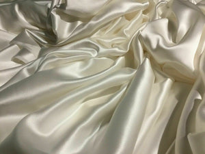 NEW Gorgeous High Class 100% Silk Ivory Crepe De Chine Satin Fabric 53" 135 cm