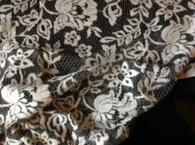 Load image into Gallery viewer, NEW Designer Ivory Black Stretch Floral Lace Fabric 62&quot; 160cm Rachael Dress Trim