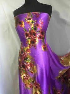 New Gorgeous Designer Soft Floral Satin Print Fabric 55''140cm Dress Art Garment