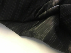 New Jet Black Designer Self Wide Stripe Jacquard Lining Fabric 62" 158cm Cloth