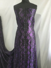 Load image into Gallery viewer, NEW Designer Purple Black colour Silky Soft Satin Abstract Print Fabric 58&#39;&#39;148c