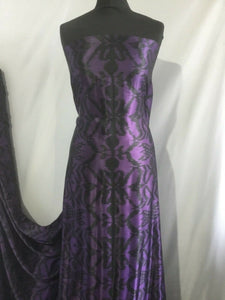 NEW Designer Purple Black colour Silky Soft Satin Abstract Print Fabric 58''148c
