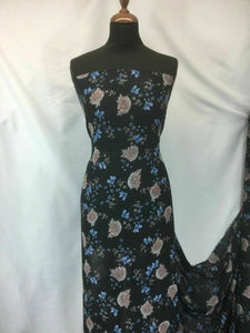 NEW Designer Multicoloured Crinkle Chiffon Floral Print Fabric 57" 147 cm Dress