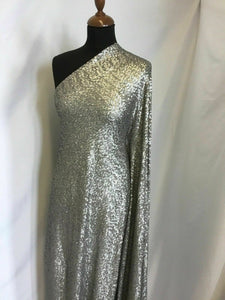 NEW Designer Stretch Silver Sequins Fabric 56'' 144 cm Bridal Dress Cloth Party