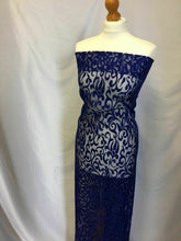 Load image into Gallery viewer, NEW Gorgeous Designer Royal Blue Burnout Lace Fabric 42” 108 cm Material