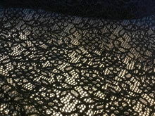 Load image into Gallery viewer, NEW Jet Black Stretch Crochet Floral Lace Fabric 63&quot; 161cm Cloth Dress Material