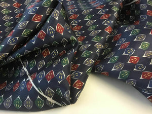 NEW Multicolour Classic Print Panel 100% Silk Lining Fabric 40" High Class Cloth