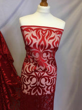 Load image into Gallery viewer, NEW Gorgeous Designer Red Burnout Lace Fabric 56” 144 cm Very Valentino