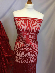 NEW Gorgeous Designer Red Burnout Lace Fabric 56” 144 cm Very Valentino