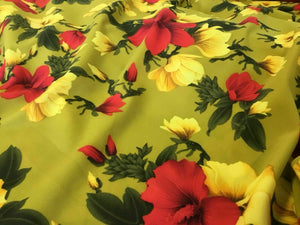 NEW Designer Multicolored Stretch Peach Crepe Leaf Floral Print Fabric Dress