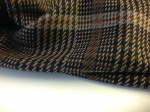NEW Designer Multi Colour Large Check Wool Fabric 59" 151 cm Seen Online Catwalk