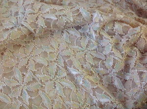 NEW Designer Nude Lace With Multicolored Flowers Stretch Lace Fabric Gorgeous