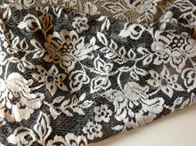Load image into Gallery viewer, NEW Designer Ivory Black Stretch Floral Lace Fabric 62&quot; 160cm Rachael Dress Trim