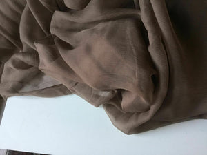 NEW French 100% Silk Brown Crinkle Chiffon Fabric 55" 139 cm Dress Scarf Coco