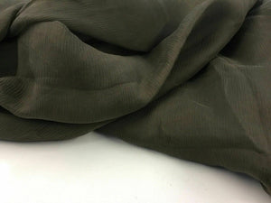 NEW French 100% Silk Khaki Green Crinkle Chiffon Fabric 55" 139 cm Scarf Lady