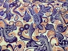 Load image into Gallery viewer, New Designer Orange / Purple 100% Wool Crepe Print Fabric Seen On Catwalk 54&#39;&#39;