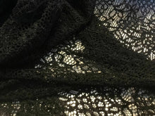 Load image into Gallery viewer, NEW Jet Black Stretch Crochet Floral Lace Fabric 63&quot; 161cm Cloth Dress Material