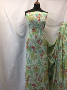 NEW High Class Designer Multicoloured Floral Leaf Chiffon Print Fabric 58"