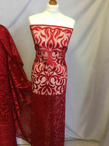 NEW Gorgeous Designer Red Burnout Lace Fabric 56” 144 cm Very Valentino