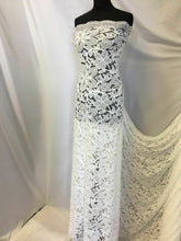 Load image into Gallery viewer, NEW Designer Ivory Embroidery Floral Stretch Lace Fabric Both Side Scallop