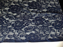 Load image into Gallery viewer, NEW Designer Navy Crochet Rose leaf Floral Lace Fabric 60&quot; 152 cm Art Craft Trim
