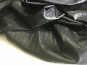 NEW Designer Jet Black Wet Look Stretch Like Leather Fabric  57’’147 cm Material