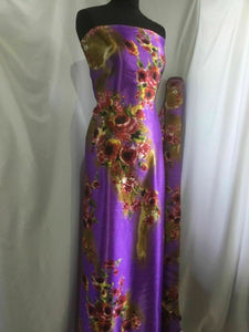 New Gorgeous Designer Soft Floral Satin Print Fabric 55''140cm Dress Art Garment