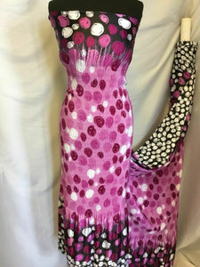 NEW Designer Multicoloured Silky Soft Satin Swirl Print Rushed Pleated Fabric