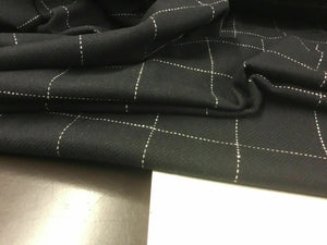 NEW Designer Black White Colour Stitched Square Check Wool Fabric 60"153cm Boss