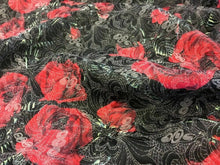 Load image into Gallery viewer, New High Class Designer Red Rose Jacquard Quilted Fabric 58’’ 148cm Cloth Jacket